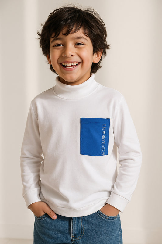 Boys Blue Patch Pocket Sweatshirt