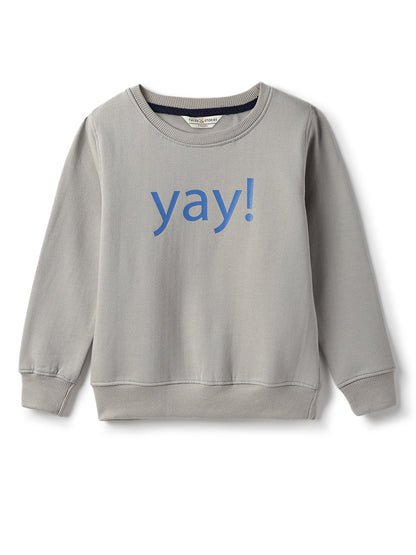 Boys Cotton Poly Grey Printed Sweatshirt