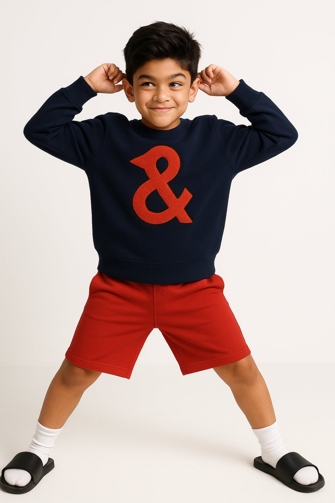 Boys Navy Blue Cotton Embroidered Sweatshirt