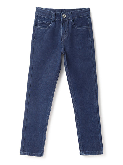 Boys Dark Blue Whiskered Denim Jeans