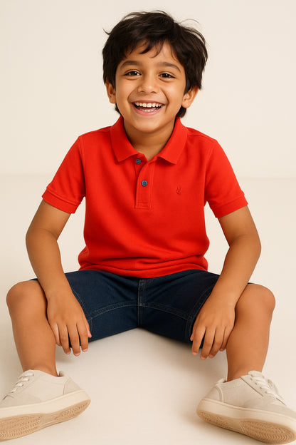 Boys Red Polo T-Shirt