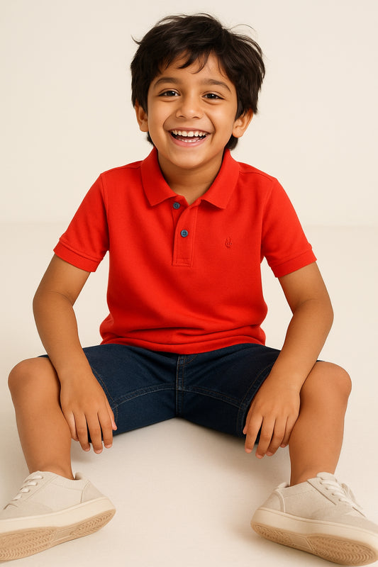 Boys Red Polo T-Shirt