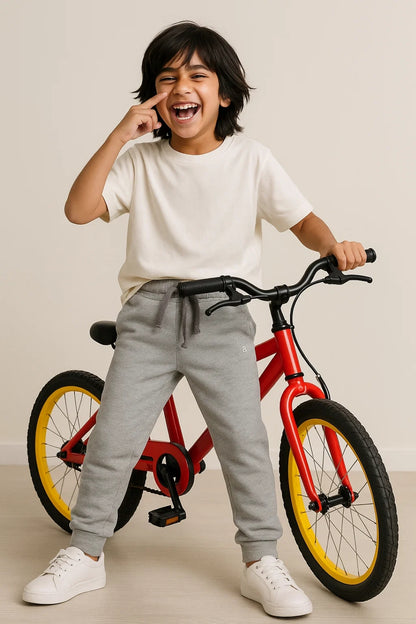 Boys Cotton Light Grey Joggers