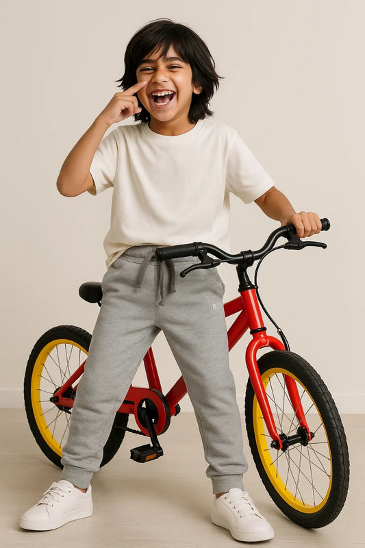 Boys Cotton Light Grey Joggers