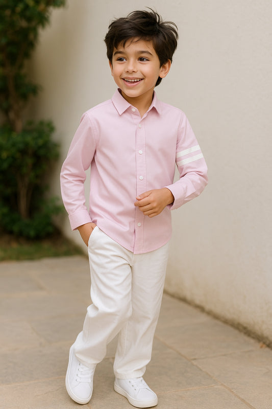 Boys Light Pink Cotton Shirt
