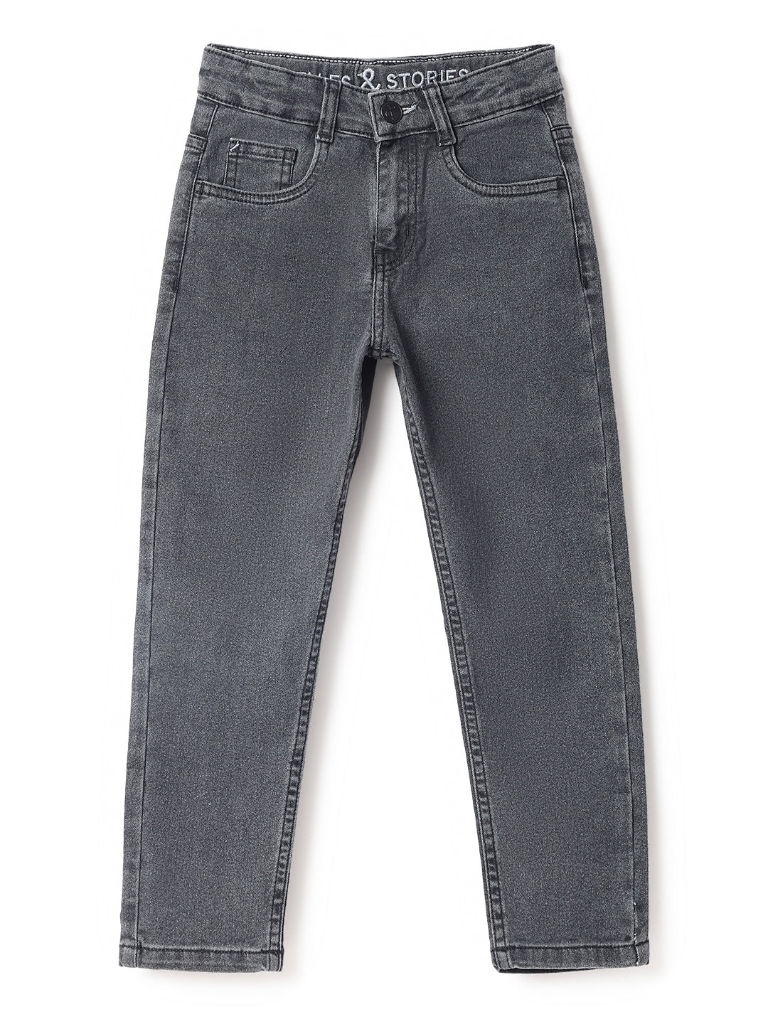 Boys Charcoal Grey Casual Jeans