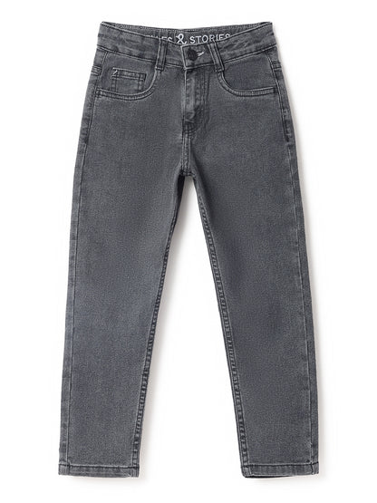 Boys Charcoal Grey Casual Jeans