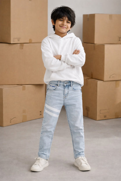 Boys Sky Blue Slim Fit Jeans