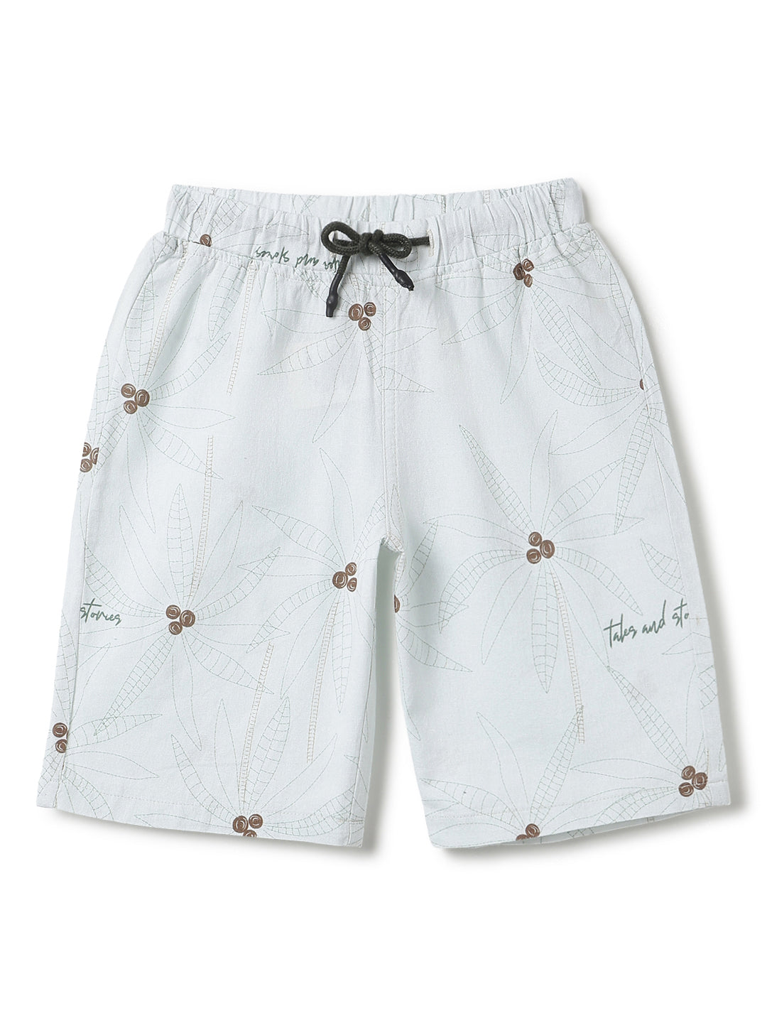 Boys Off White Printed Knee Length Shorts