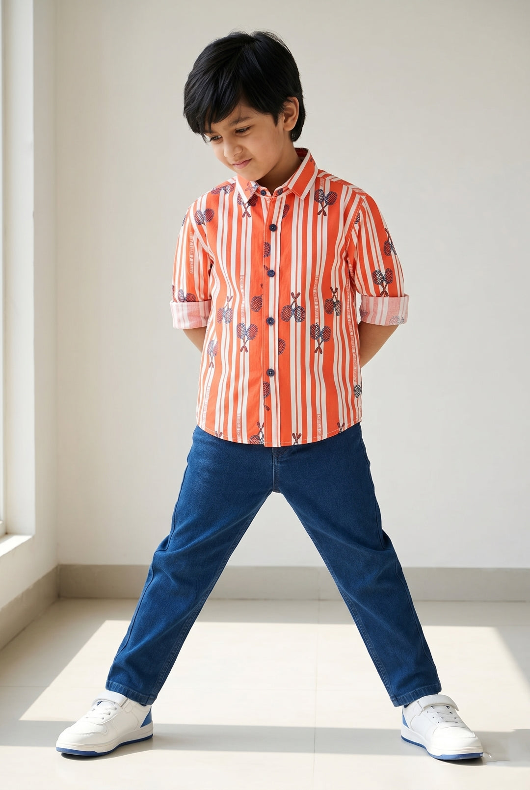 Boys Red Striped Shirt  and Blue Jeans Clothing Set
