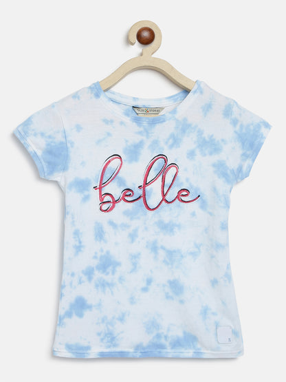 Girls Blue Lycra Tie & Dye T-shirt