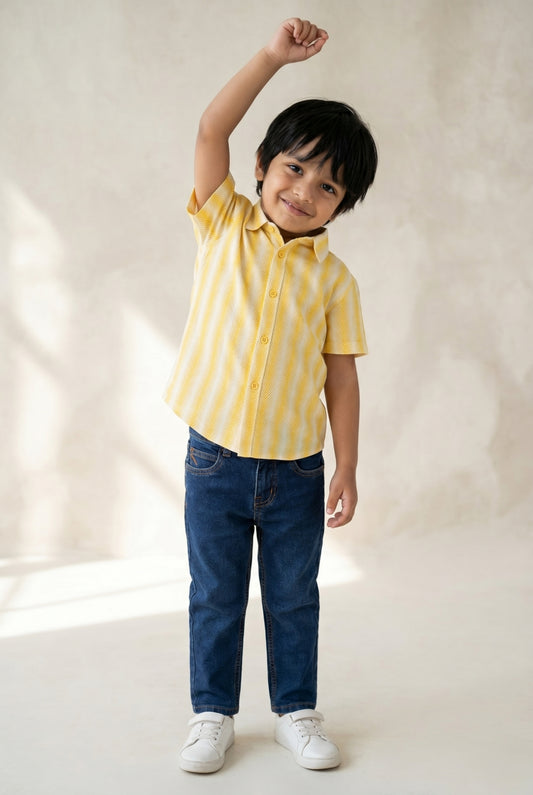 Boys Yellow Shirt and Blue Jeans Clothing Set