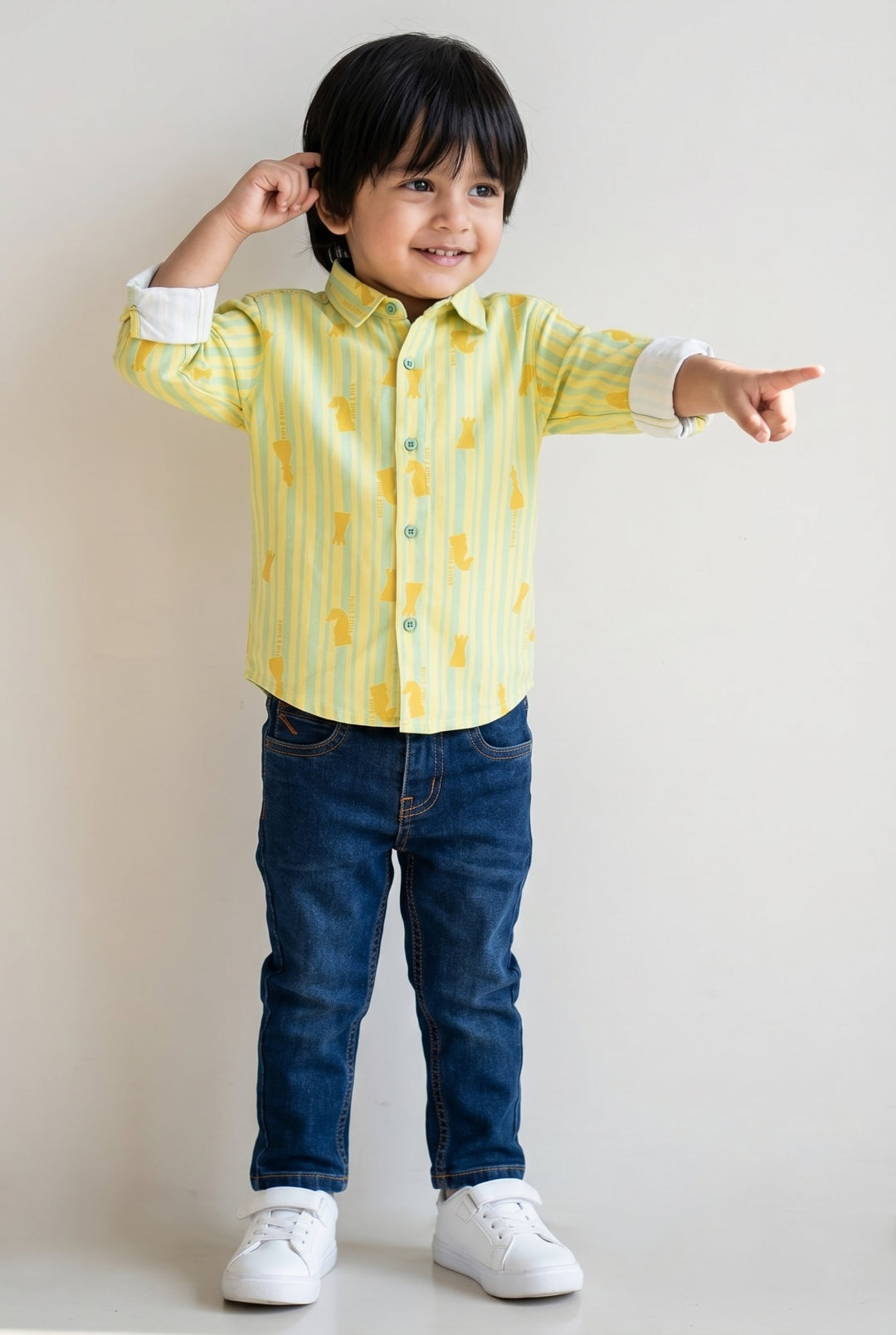 Boys Yellow Shirt and Blue Jeans Clothing Set