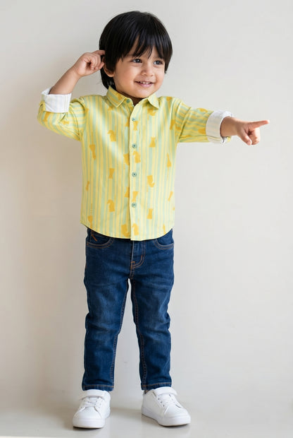 Boys Yellow Shirt and Blue Jeans Clothing Set