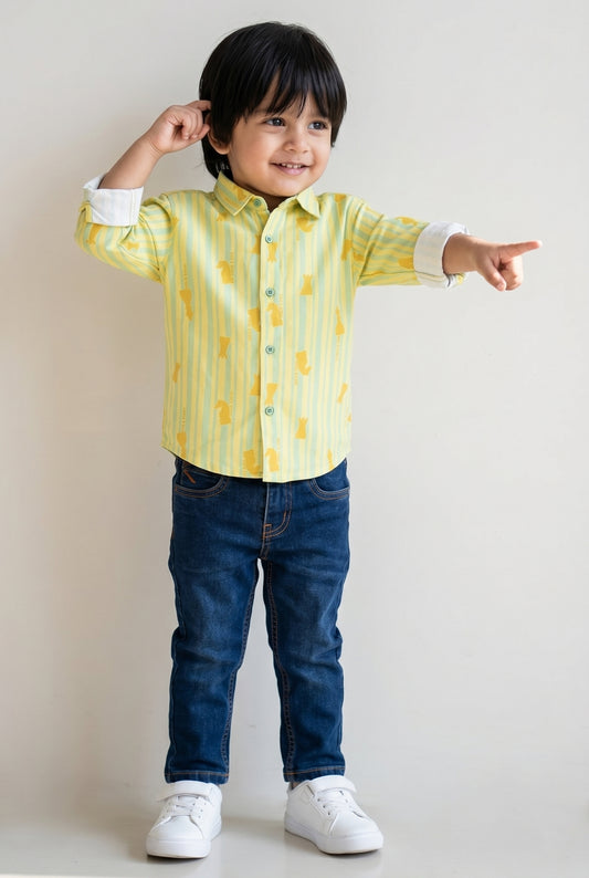 Boys Yellow Shirt and Blue Jeans Clothing Set