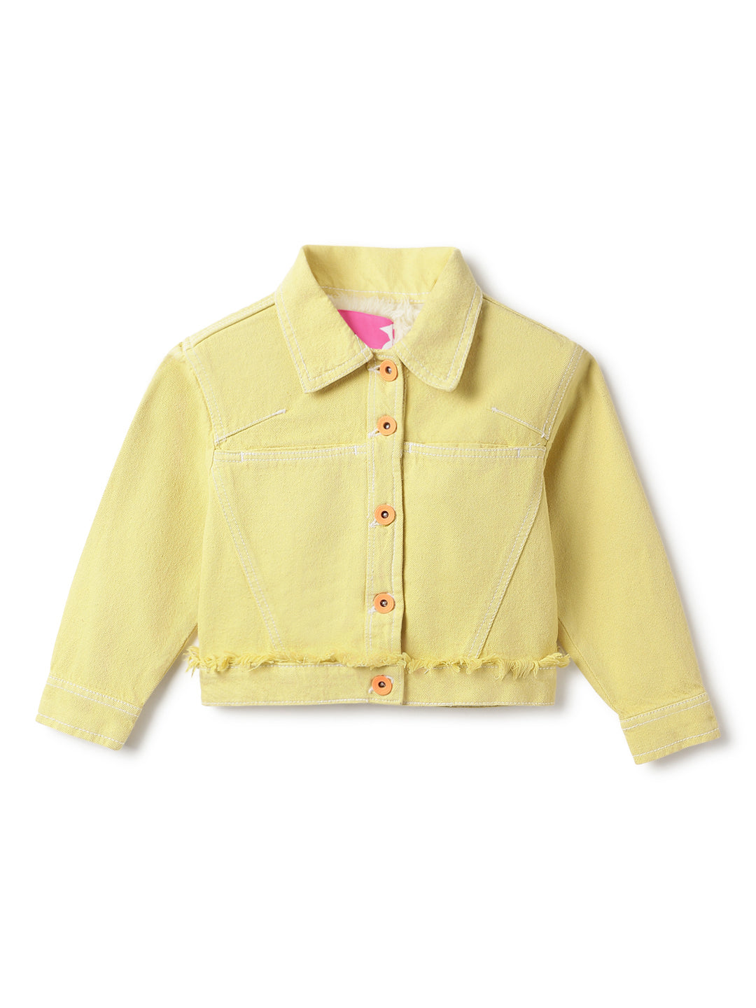 Girls Yellow Cotton Jacket