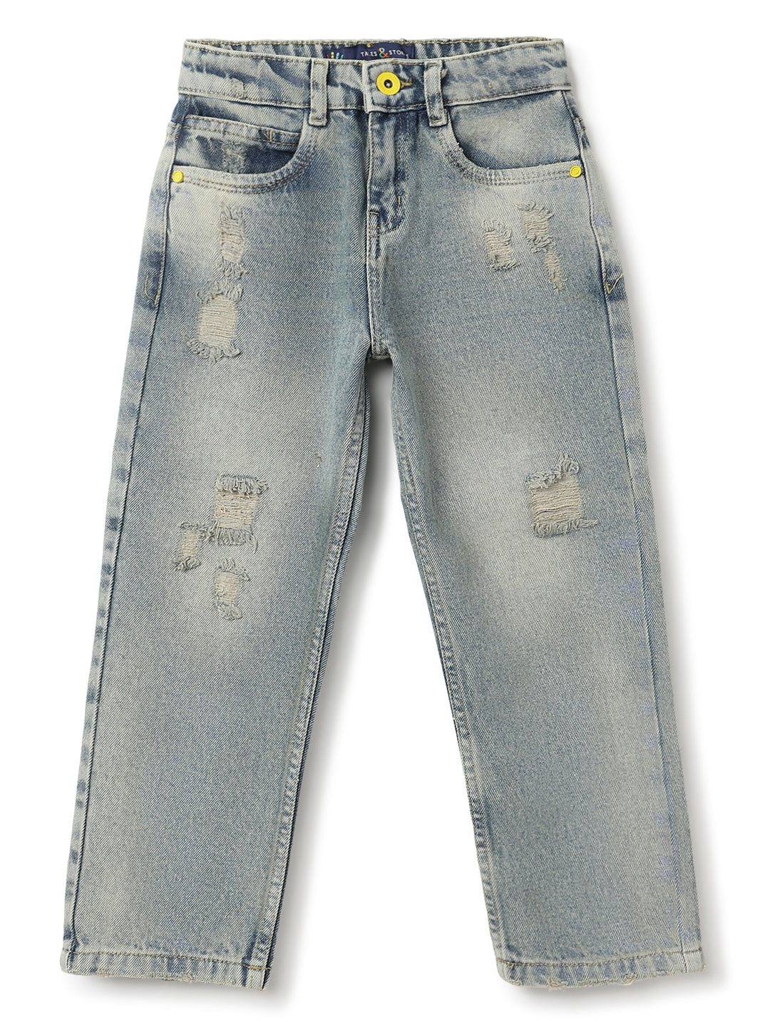 Boys Khaki Tint Denim Baggy Fit  Jeans