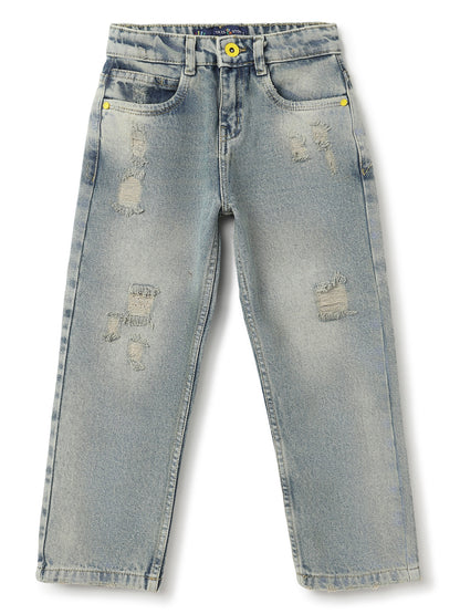 Boys Khaki Tint Denim Baggy Fit  Jeans