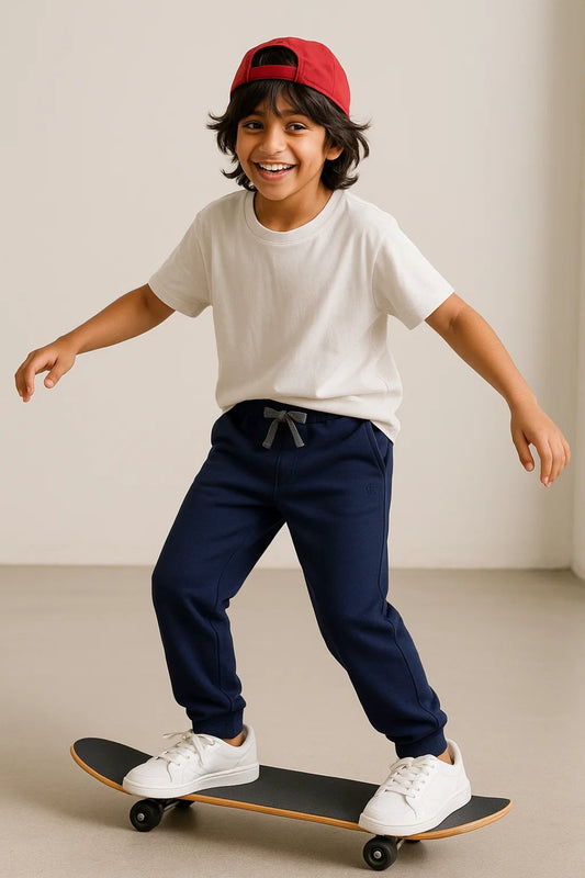 Boys Blue Cotton Joggers