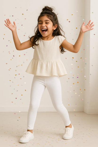 Girls Slim Fit White Legging