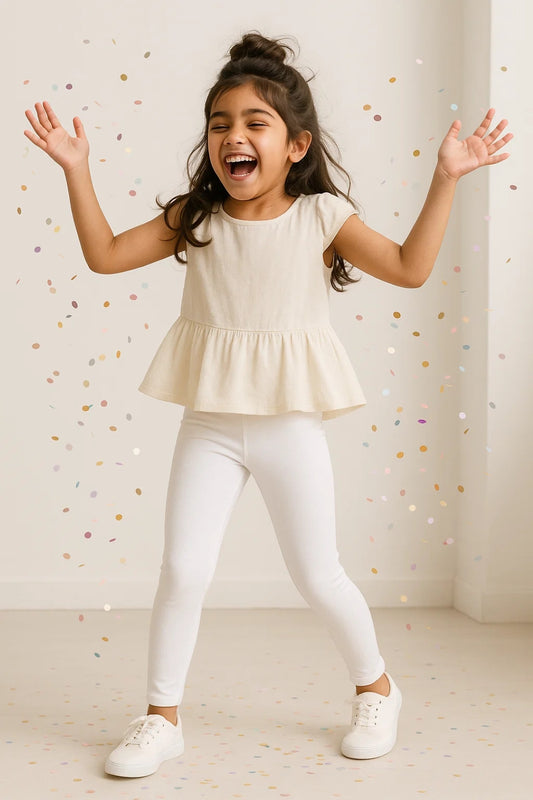 Girls Slim Fit White Legging