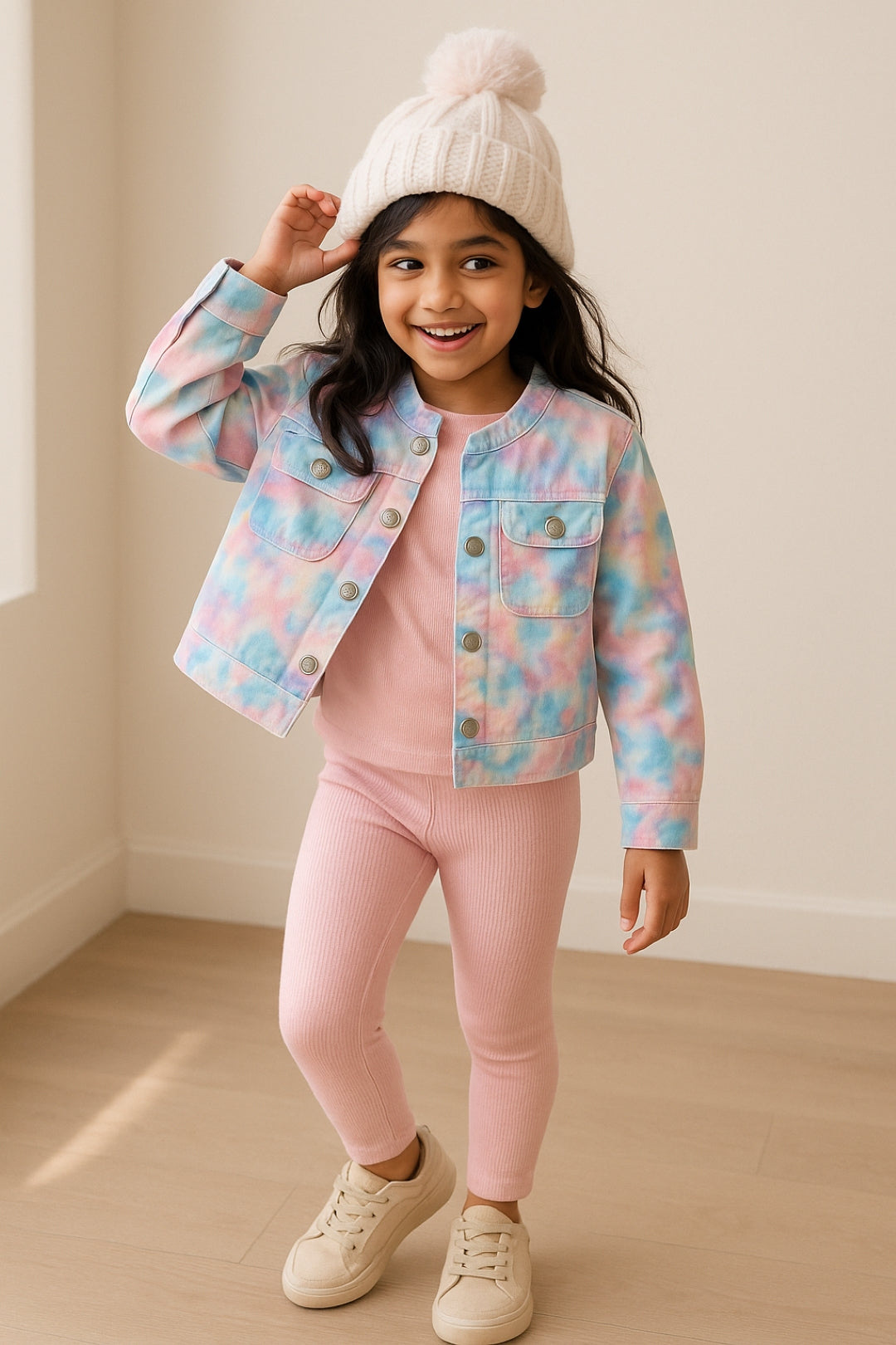 Girls Multi-Color Cotton Tie & Dye Jacket