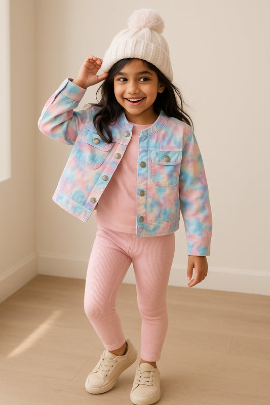 Girls Multi-Color Cotton Tie & Dye Jacket
