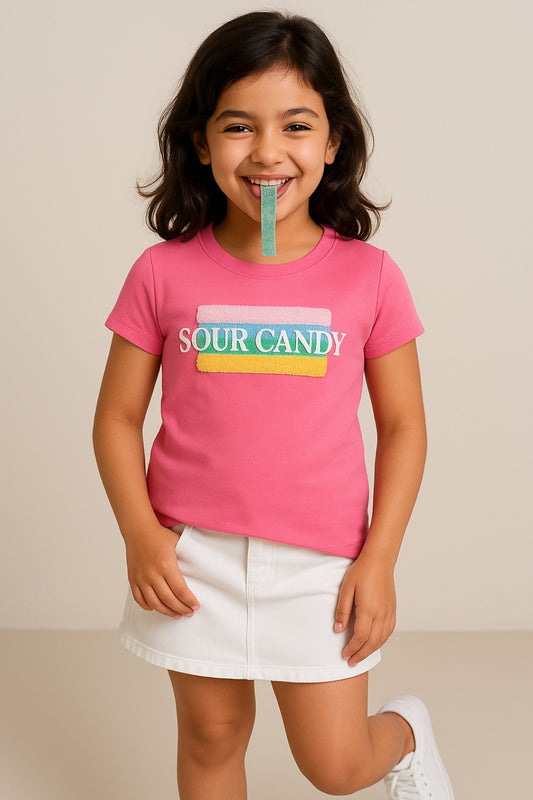 Girls Pink Printed T-shirt