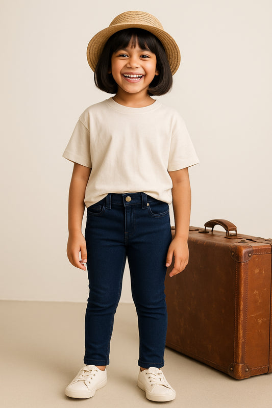 Girls Dark Blue Slim Fit Jeans