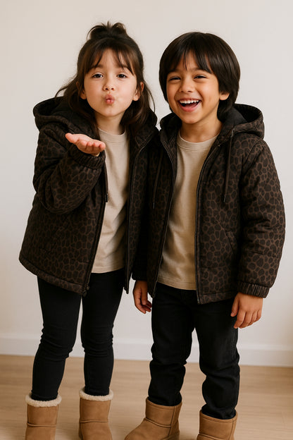 Unisex Leopard Print Parka Jacket
