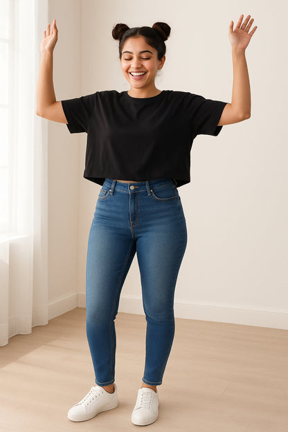 Women Denim Lycra Blue Washed Jeans