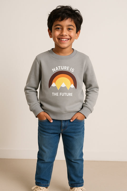 Boys Grey Printed Sweatshirt