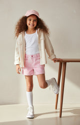 Girls Pink Tie & Dye Cotton Casual Shorts