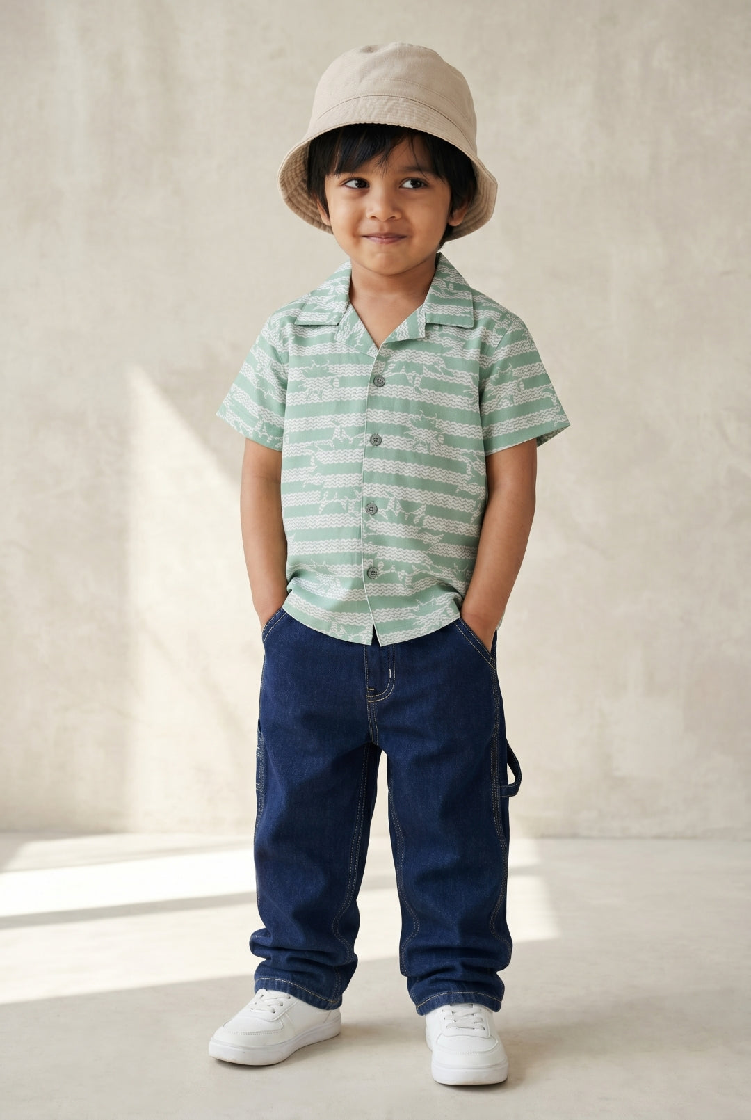 Boys Half Sleeve Shirt and Blue Denim Jeans Clothing Set