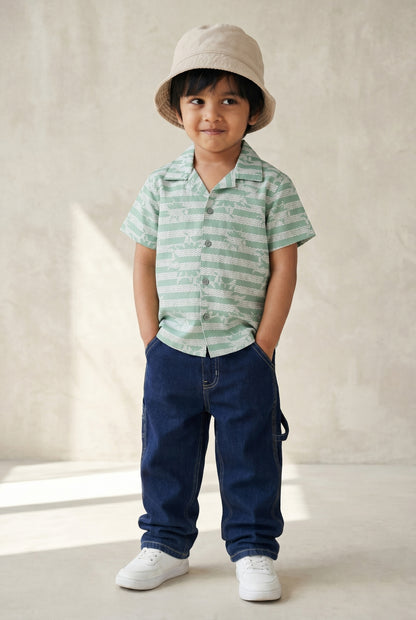 Boys Half Sleeve Shirt and Blue Denim Jeans Clothing Set