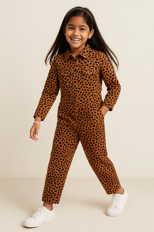 Girls Rust Printed Jump Suit