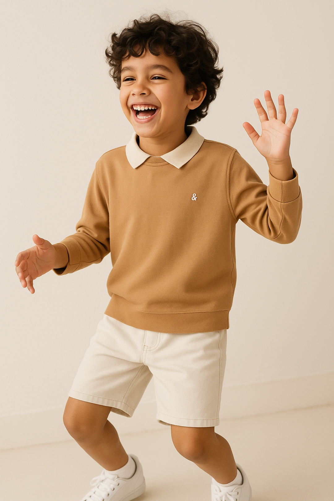Boys Cotton Brown Solid Polo T-Shirt