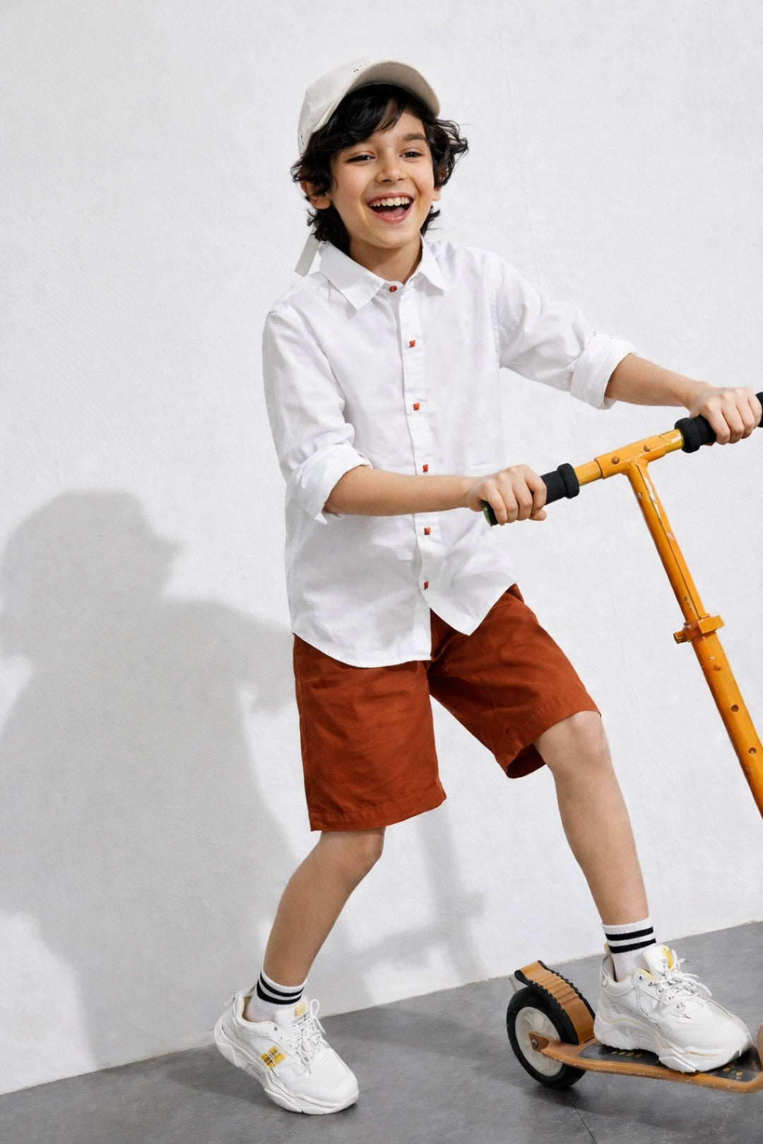 Boys White Solid Shirt