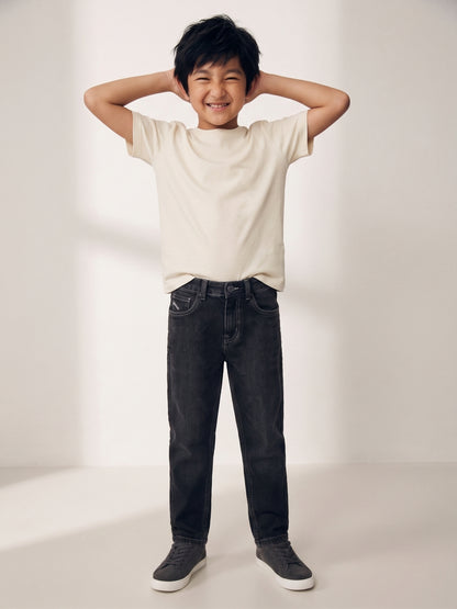 Boys Denim Lycra Dark Grey Washed Jeans