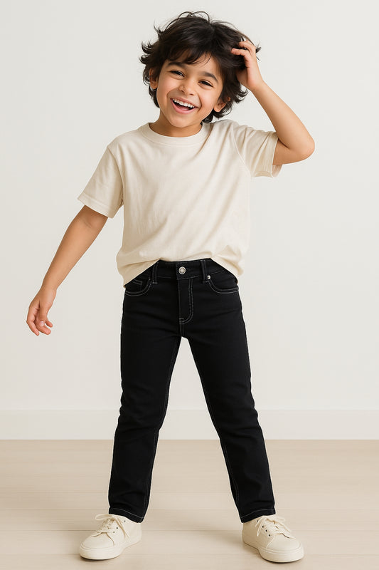 Boys Black Denim Slim Fit Jeans