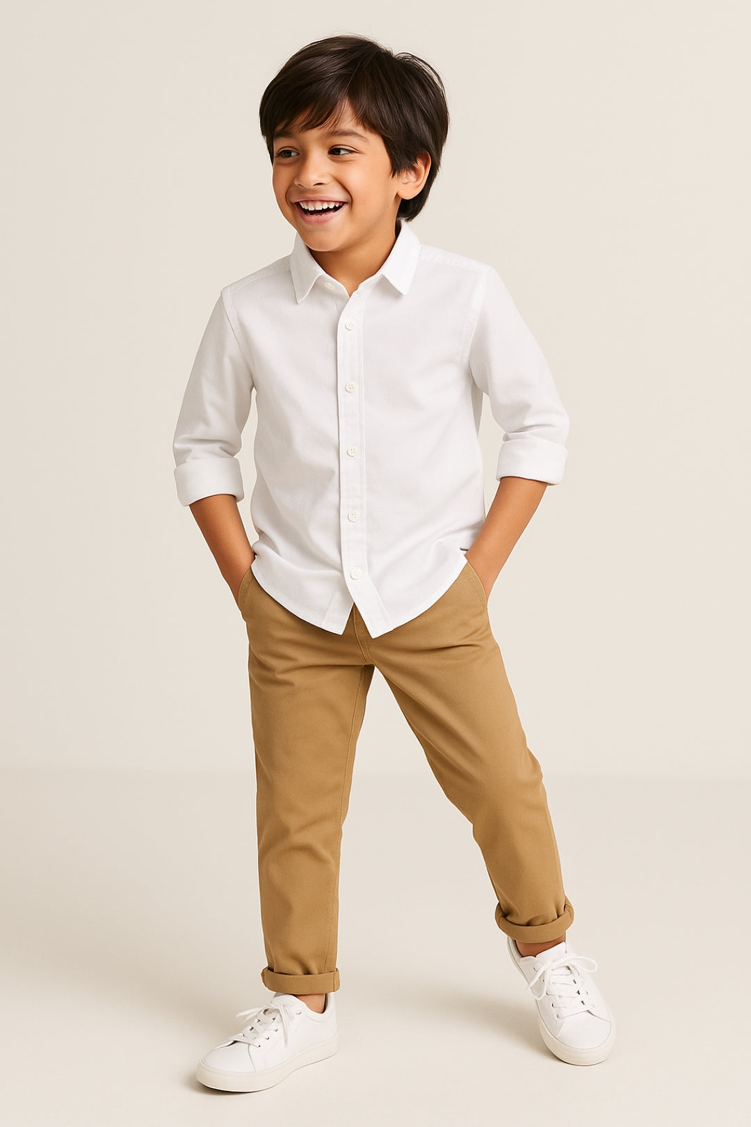 Boys White Cotton Shirt