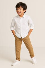 Boys White Cotton Shirt