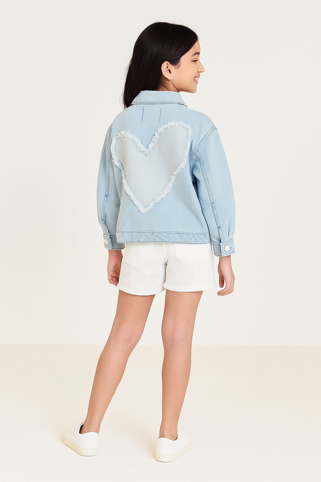 Girls Denim Cotton Light Blue Washed Jacket