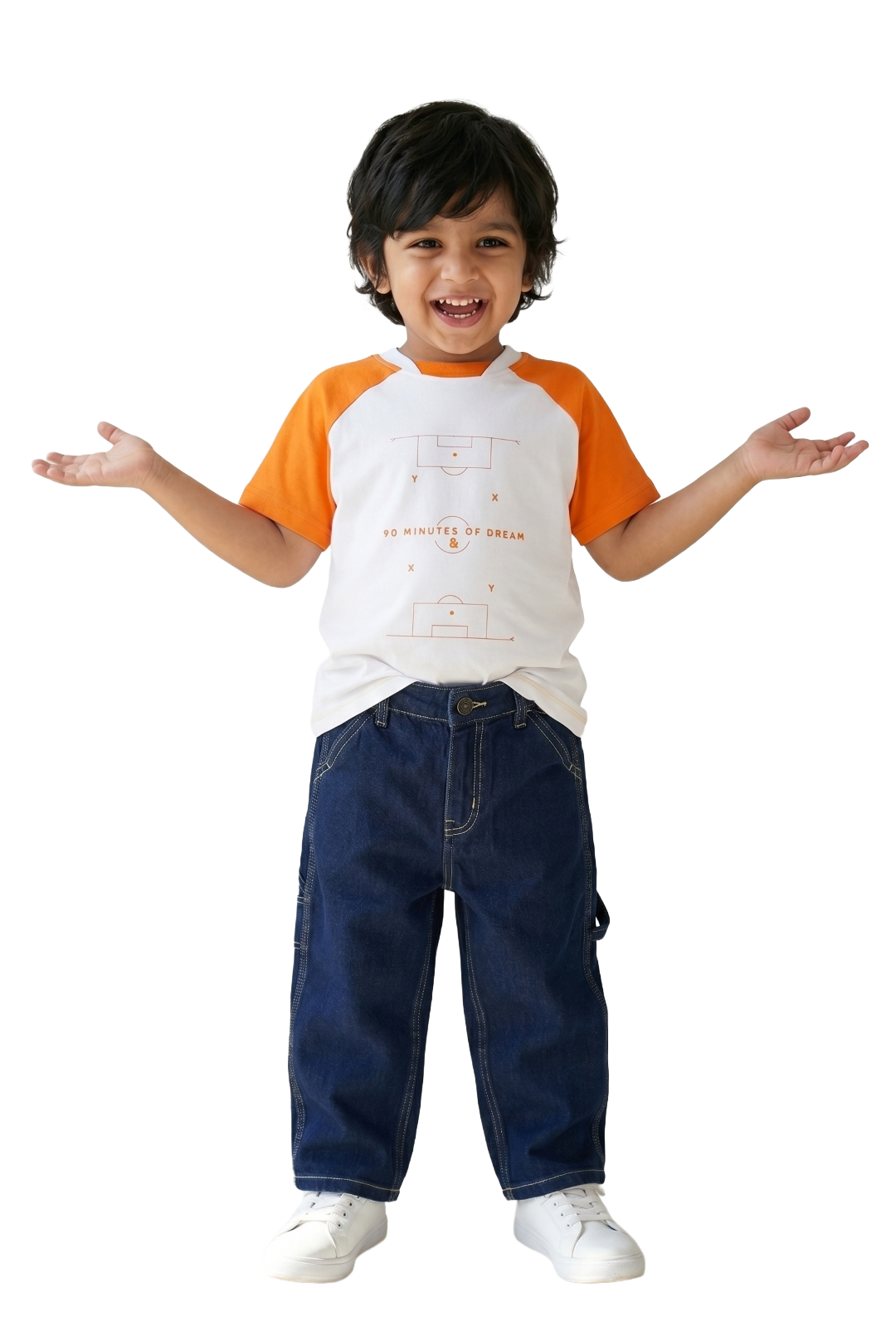 Boys White T-Shirts and Blue Denim Jeans Clothing Set