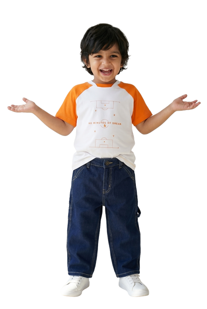 Boys White T-Shirts and Blue Denim Jeans Clothing Set