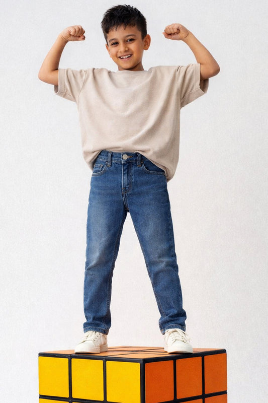 Boys Mid Blue Slim Fit Casual Denim Jeans