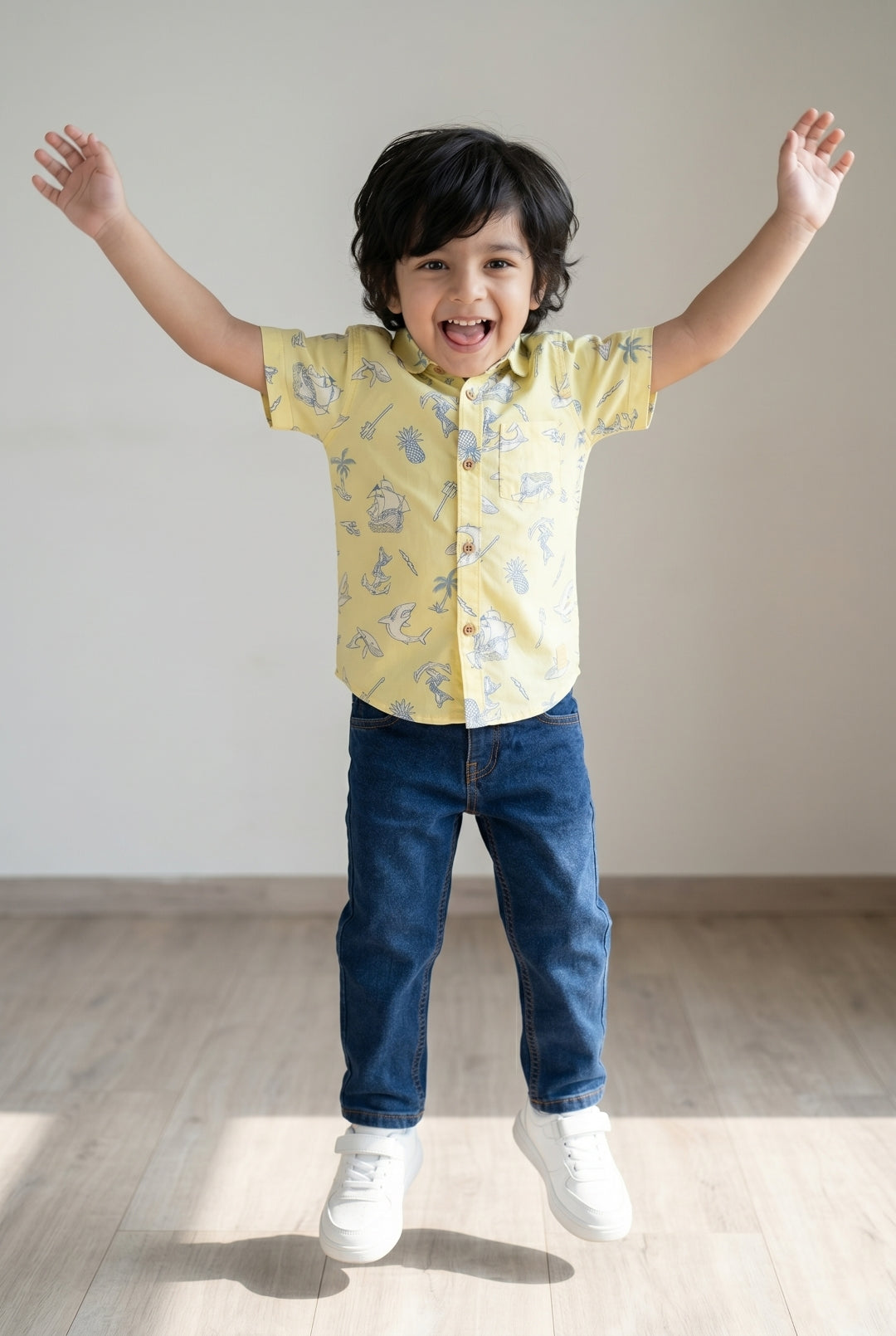 Boys Yellow Shirt and Blue Jeans Clothing Set