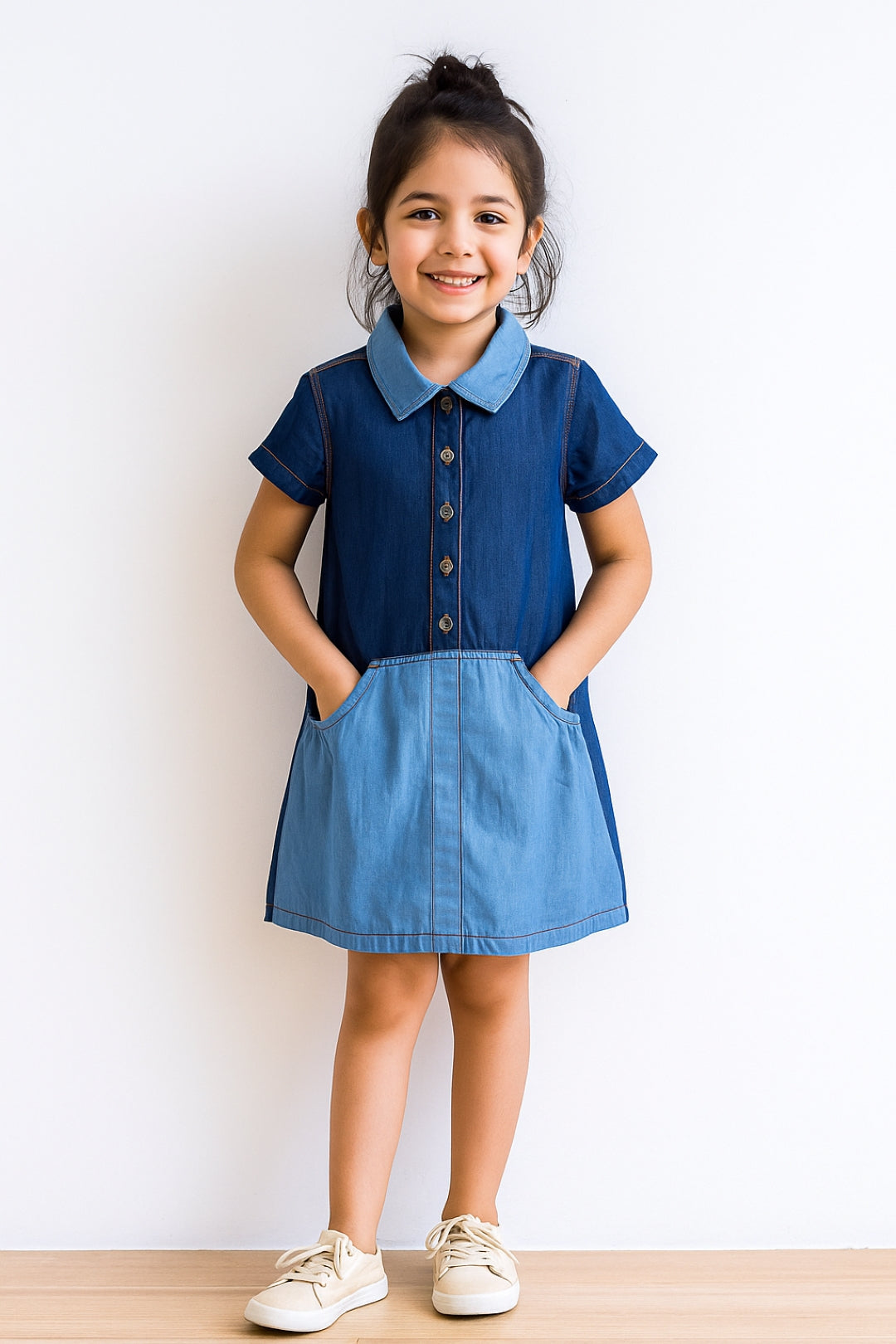 Girls Dark Blue Denim Dress