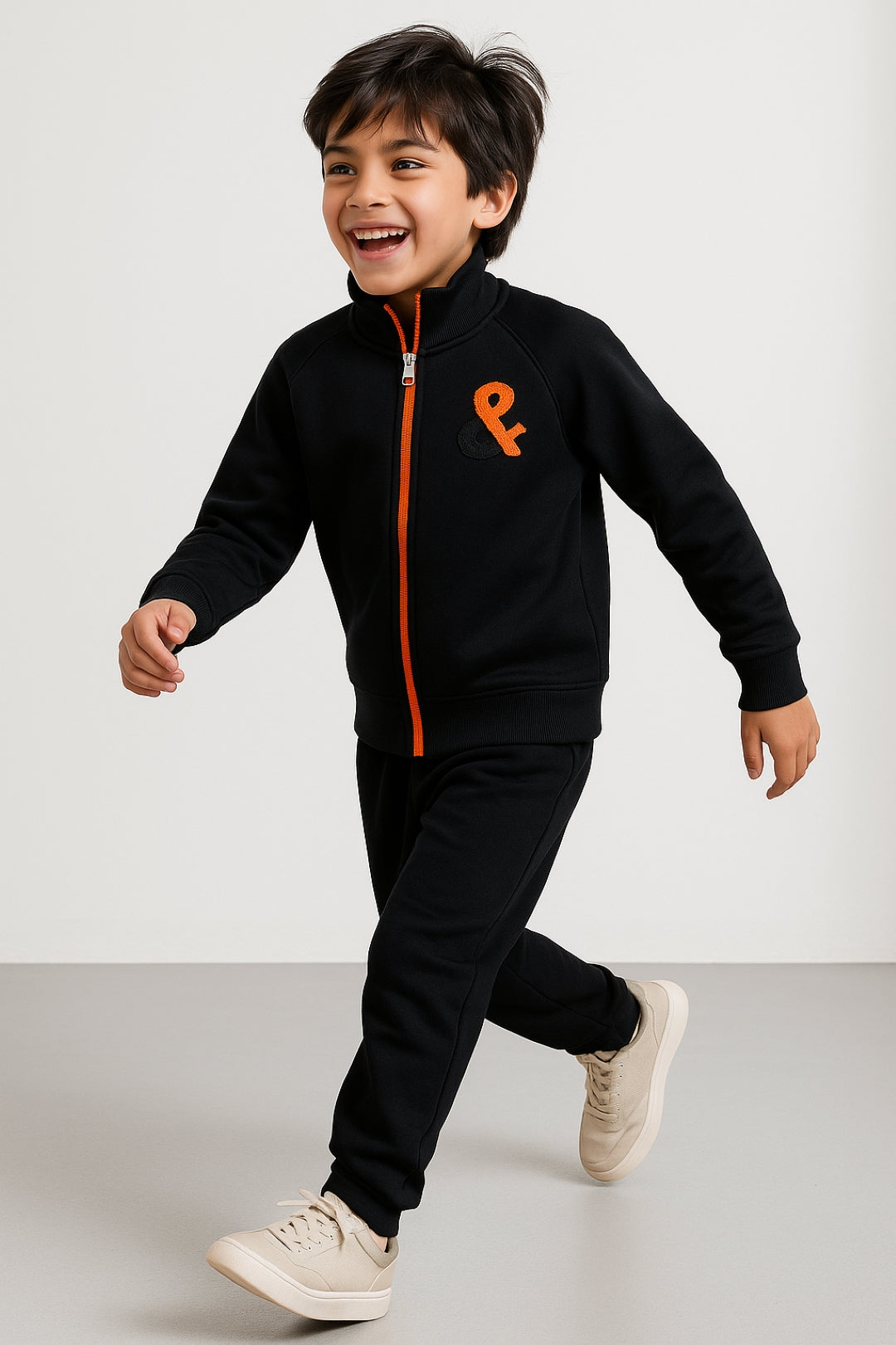 Boys Black Cotton-Poly Printed Turtle Neck Sweatshirt