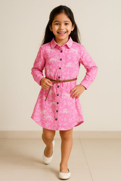 Girls Pink Cotton Jersey Dress